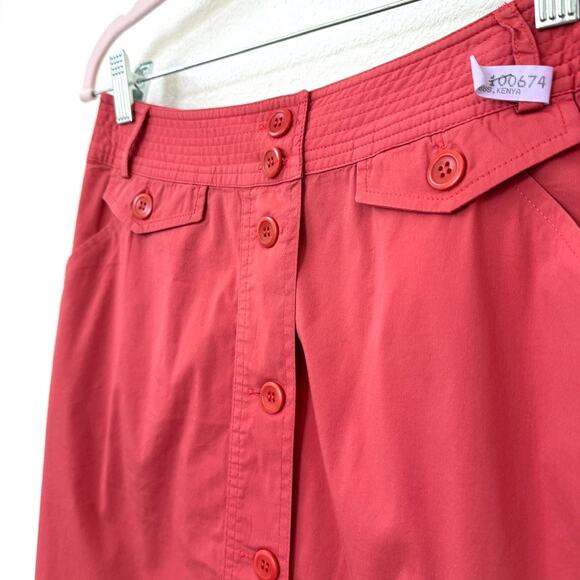 Weekend Max Mara Button Front A-Line Skirt Red Cotton Blend Italy US 6 - Picture 2 of 5